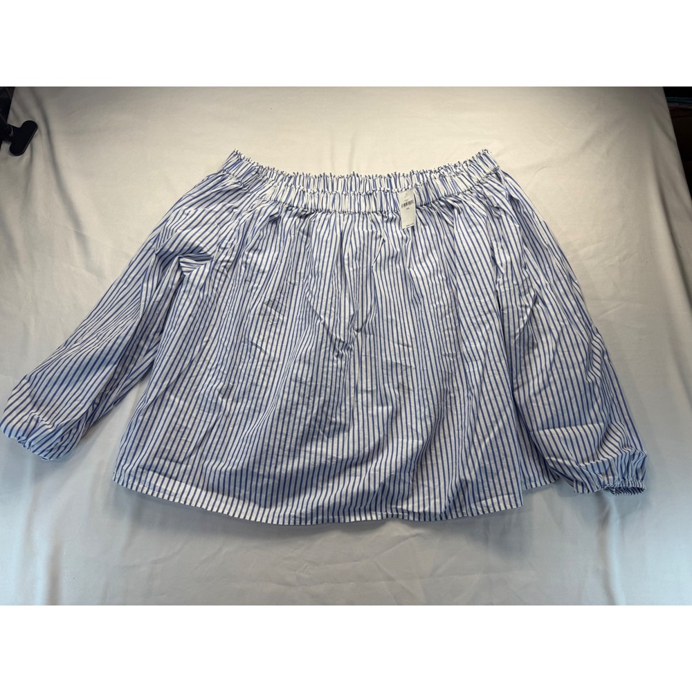 Gap Womens XXL Blue White Striped Off The Shoulder Smocked Blouse 638493-01-1